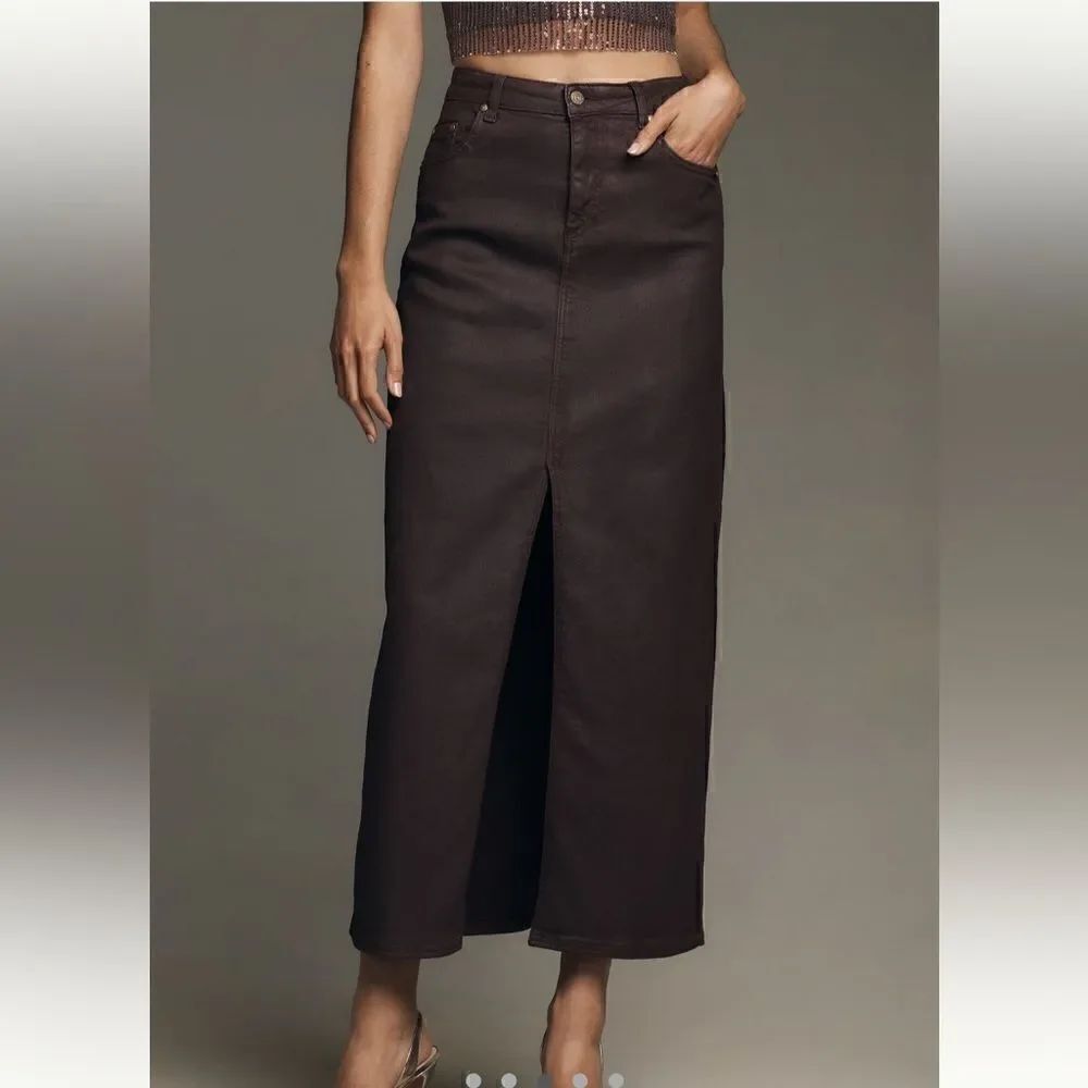 Pilcro & the Letterpress the Madi front slit denim maxi pencil skirt NWT - Picture 3 of 6